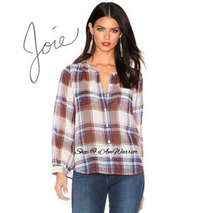 Joie textured woven silk plaid blouse *shop@iamwarrior